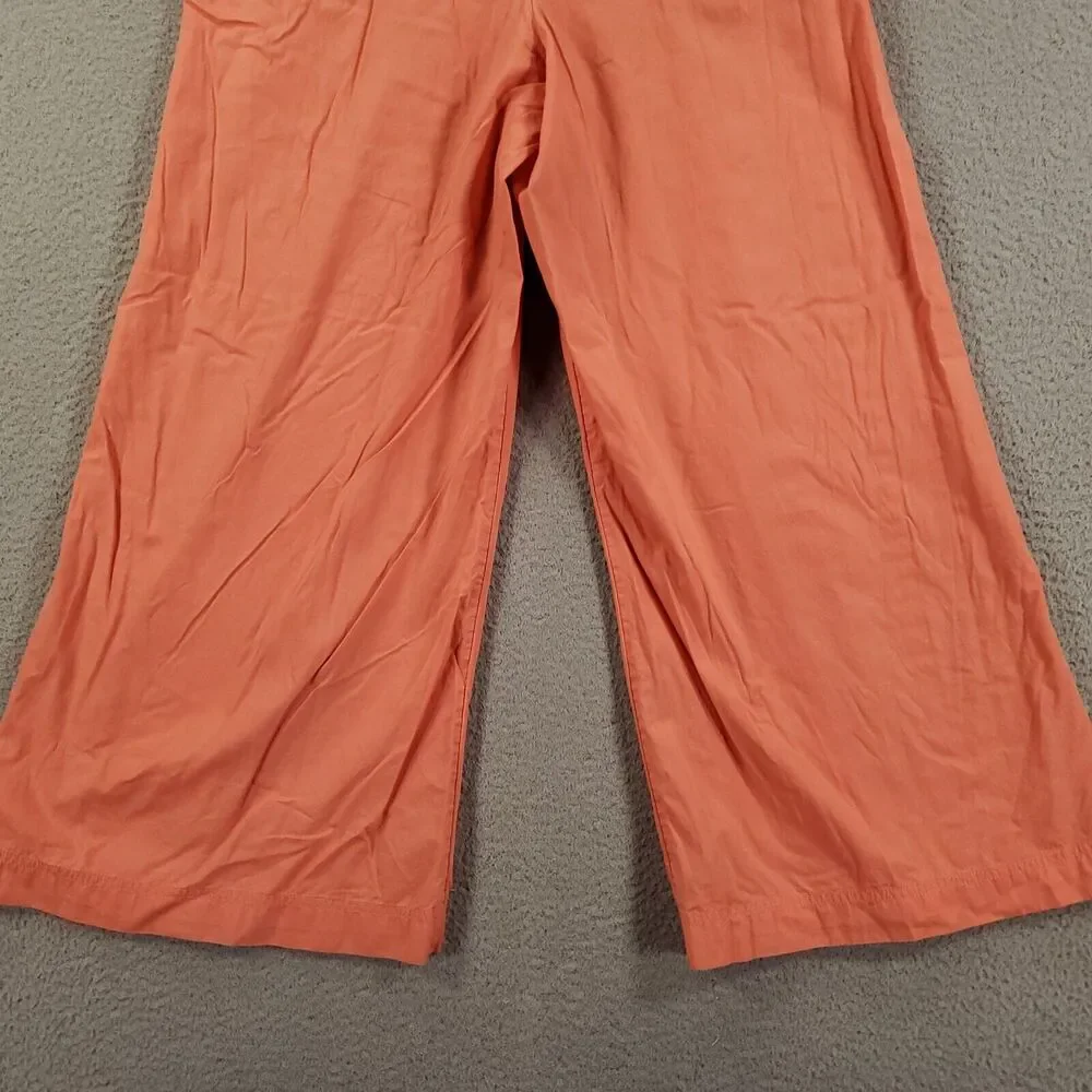 Free People Wide Leg Pants Women 4 Coral Orange Baggy Loose Lightweight - Picture 12 of 13